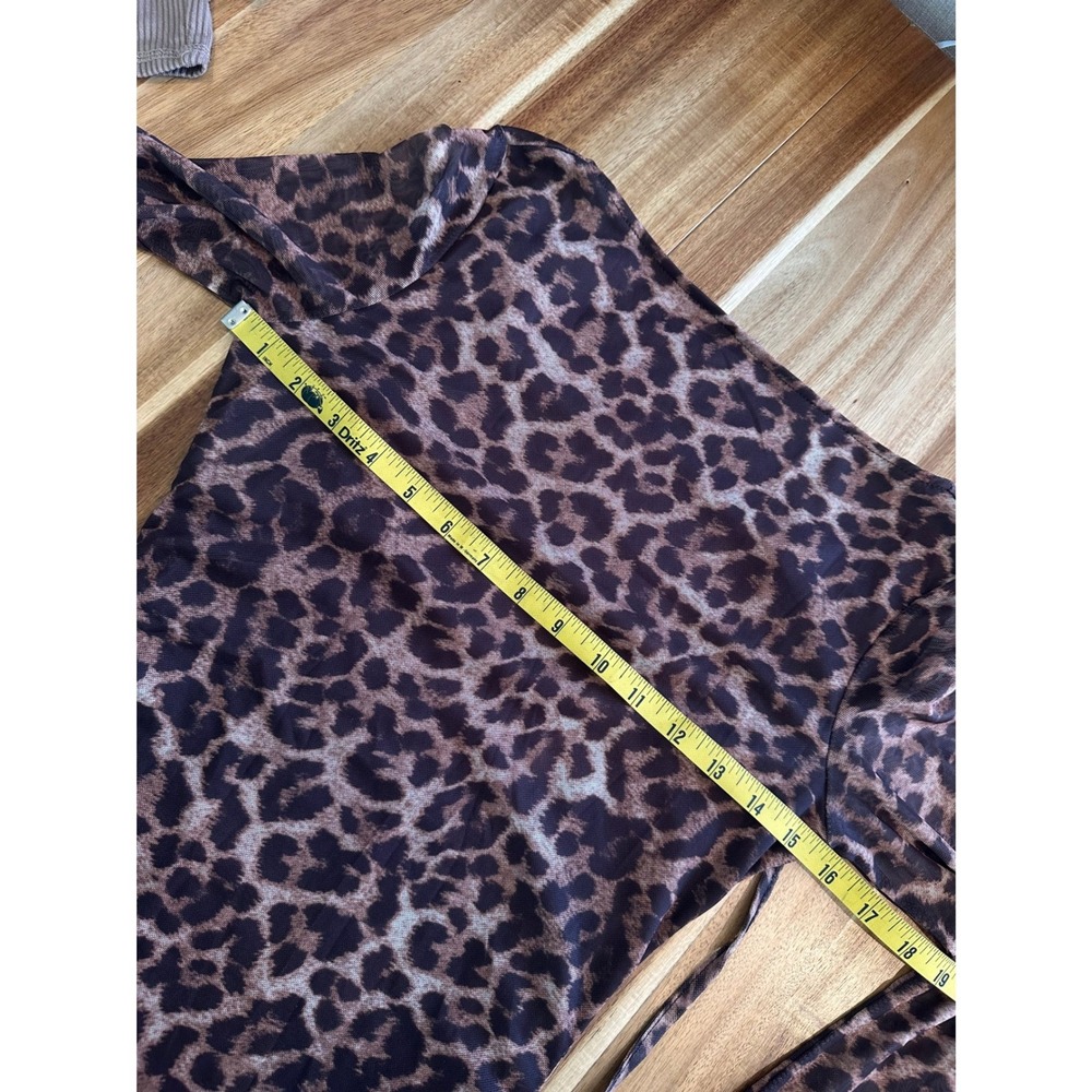 Leopard Print Mesh Mini Dress – Open Back | Size S | B-1847 - Picture 13 of 16